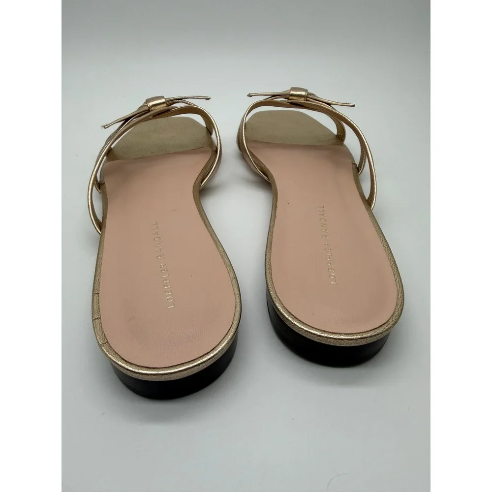 Loeffler Randall Women's Bow Sandals Daphne Slides 9.5 10 B Champagne Gold